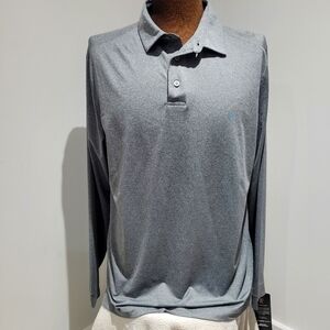 PGA Tour Men's Motionflux 360 Long Sleeve Golf Polo Size M Grey Athleisure NEW